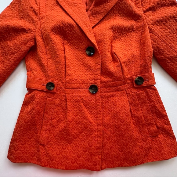 Banana Republic orange‎ lined textured blazer button closure pockets women’s 2 - Picture 3 of 14